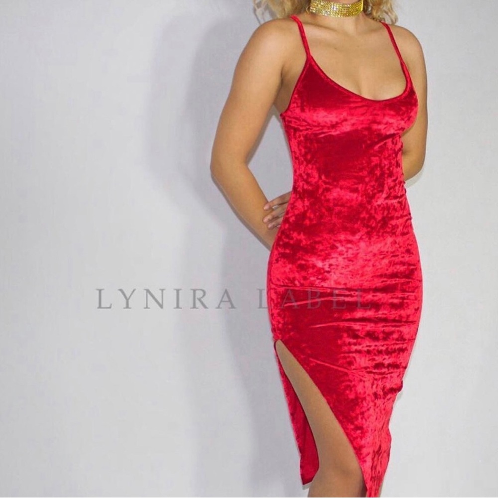 Lynira label red velvet dress
